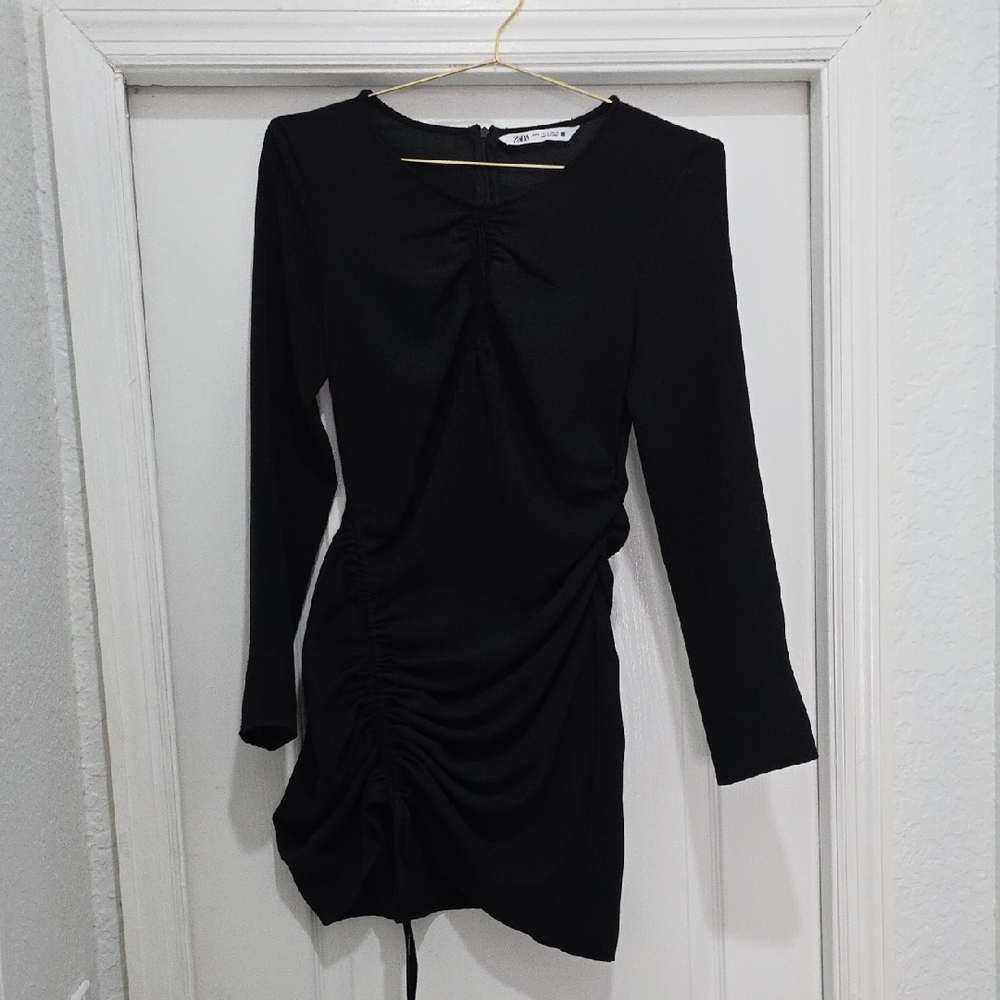 Zara Black Long Sleeve Bodycon Dress